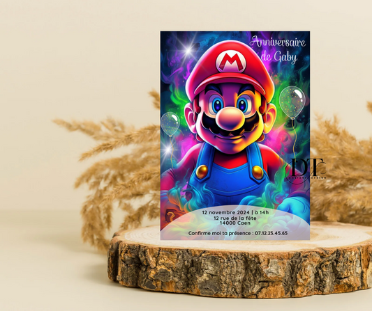 Invitation anniversaire Mario