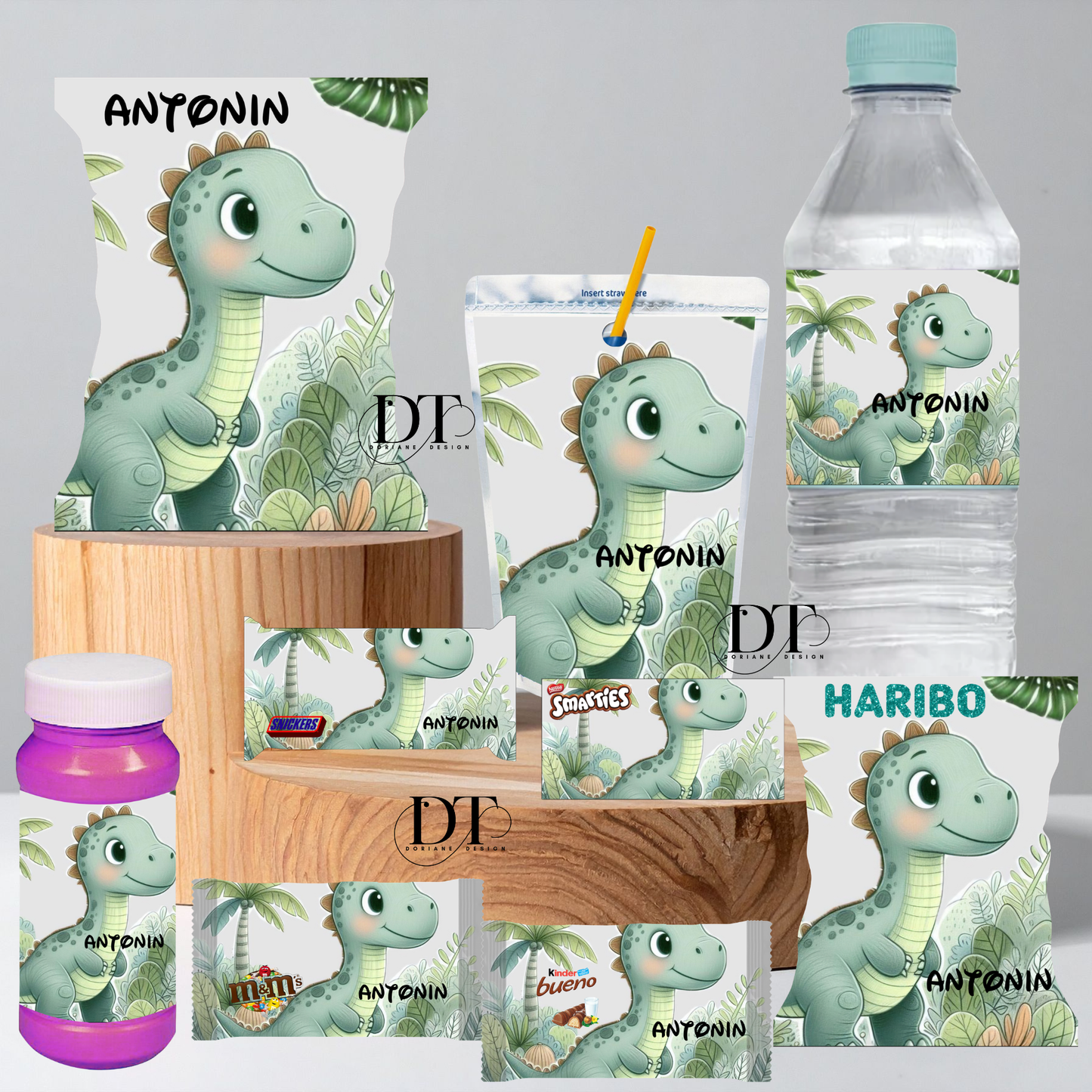Emballages personnalisés bonbons et chocolats dinosaure