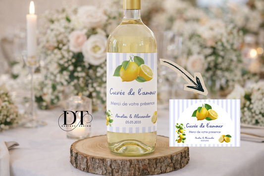Etiquette bouteille personnalisé Dolce vita citrons