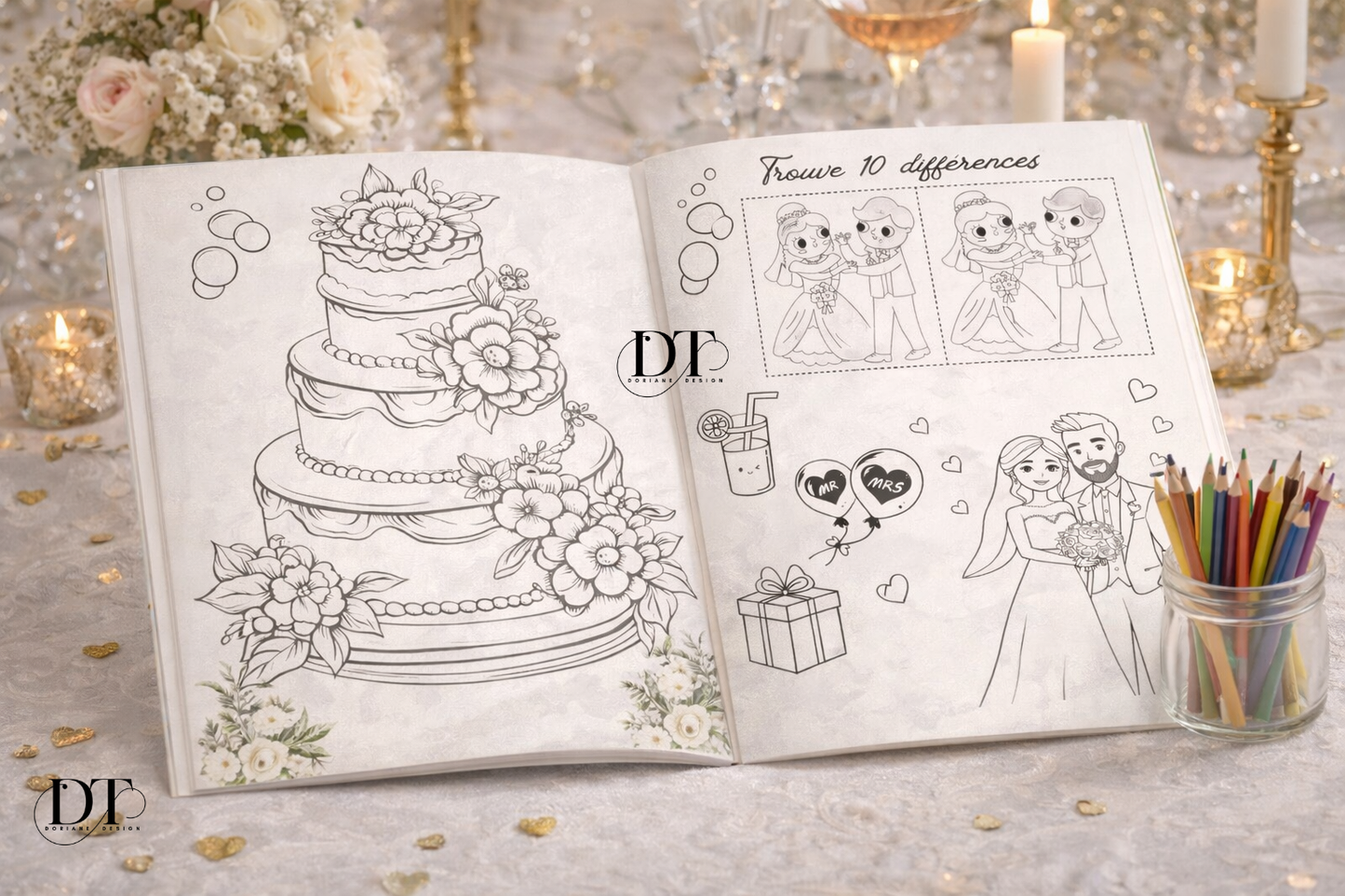 Livret d’activités mariage enfant imprimé – 15 pages jeux & coloriage – Kit enfants mariage – Animation enfants mariage – Cadeau invités enfants mariage