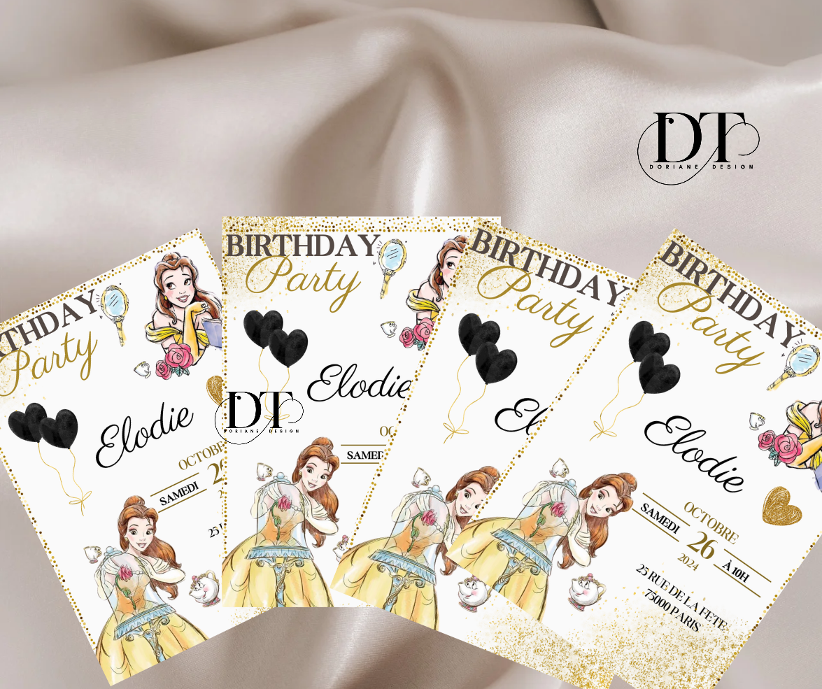 Invitation anniversaire Princesse Belle