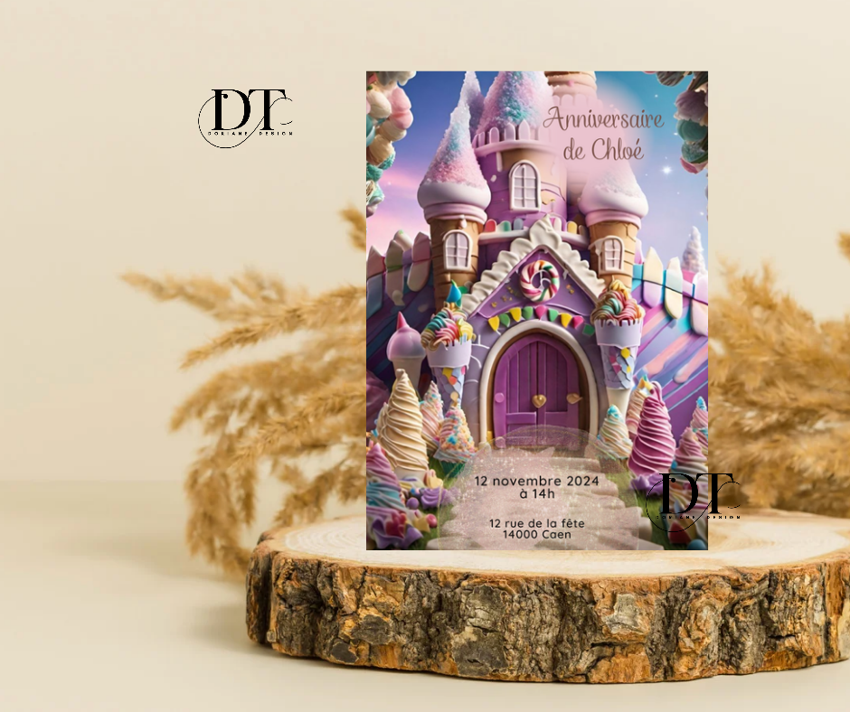 Invitation anniversaire château de princesse