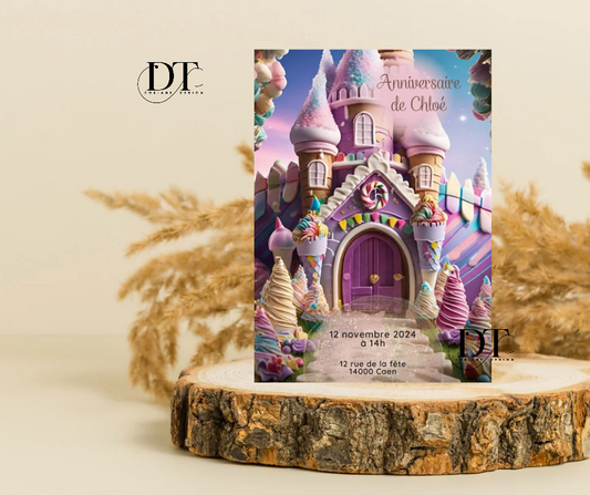 Invitation anniversaire château de princesse