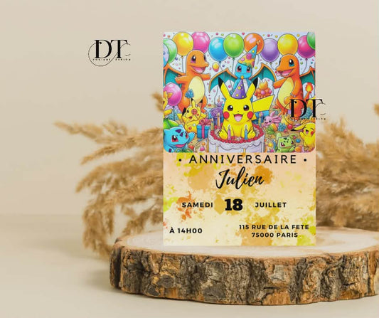 Invitation anniversaire Pokemon