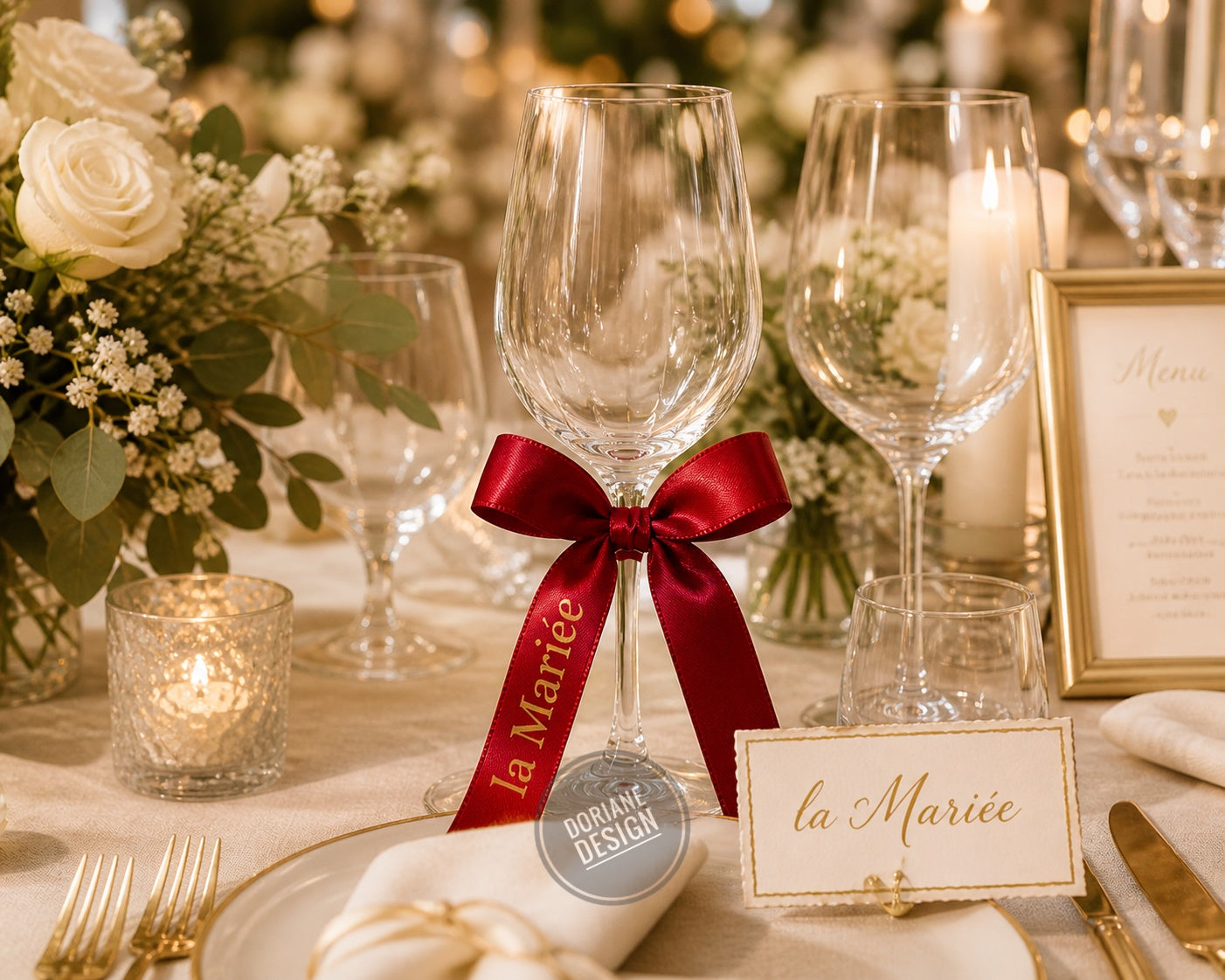 Ruban personnalisé prenoms marque place ruban personnalisable mariage , baptême,  communions,  anniversaire