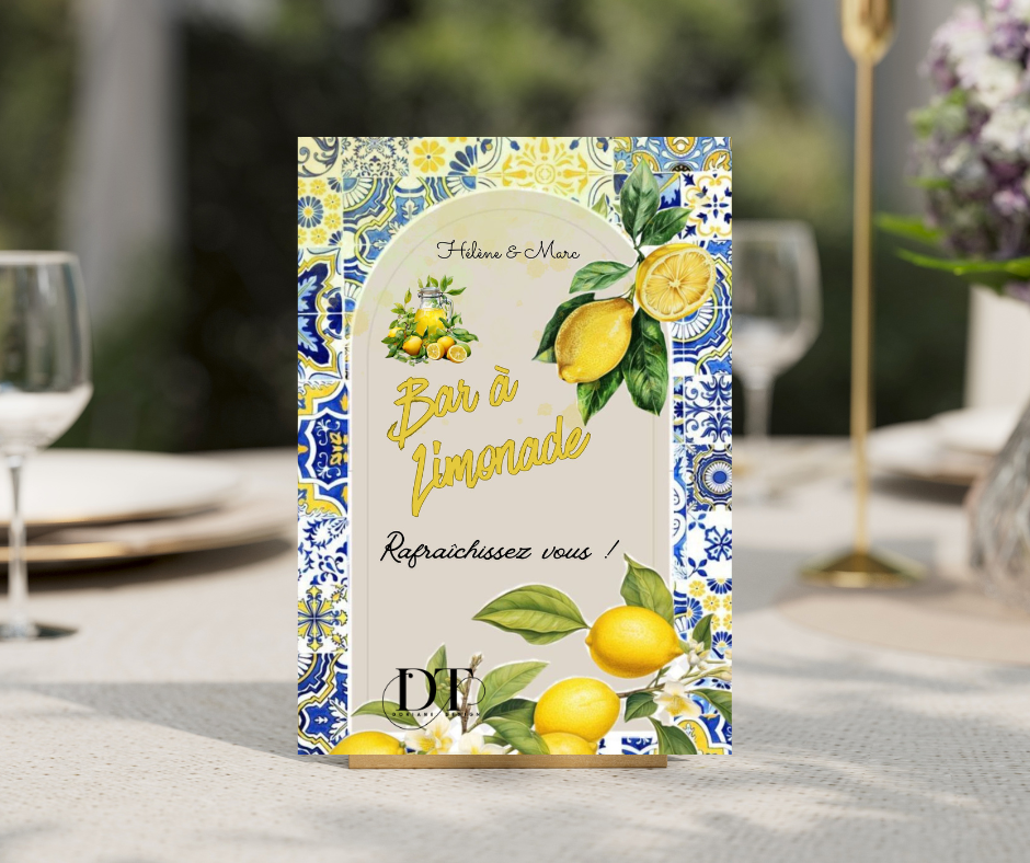 Panneau mariage bar à limonade , affiche bar à limonade ,  décoration mariage dolce vita