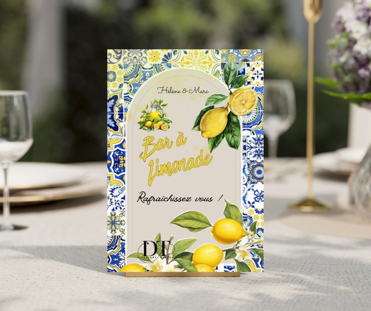 Panneau mariage bar à limonade , affiche bar à limonade ,  décoration mariage dolce vita
