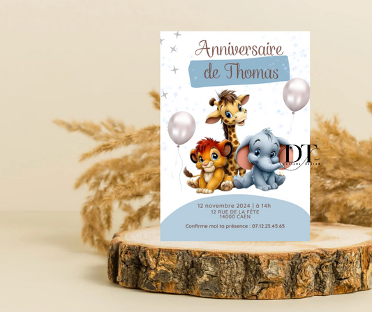 Invitation anniversaire Animaux