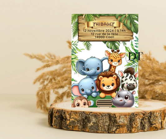 Invitation anniversaire Animaux jungle
