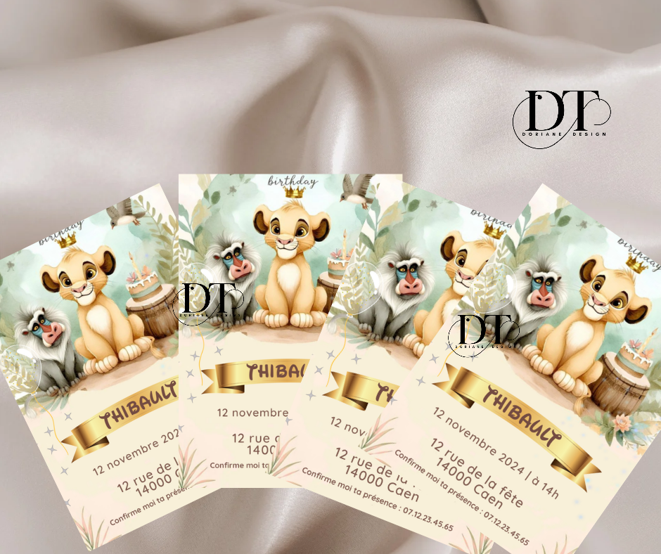 Invitation anniversaire Roi lion Simba