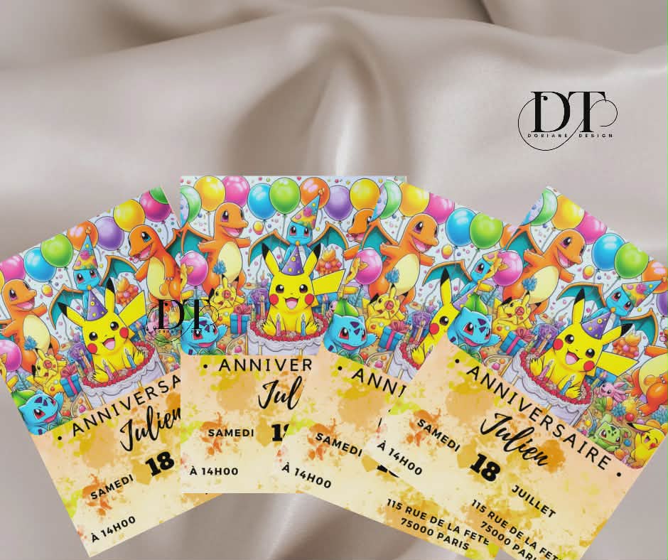 Invitation anniversaire Pokemon