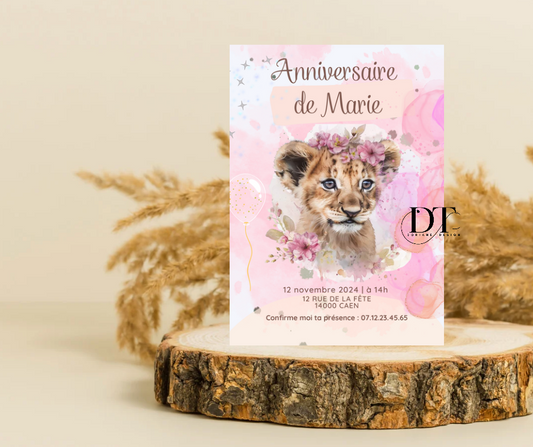 Invitation anniversaire Animal lionceau