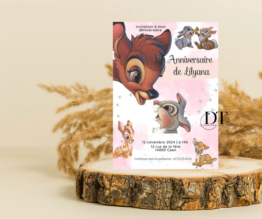Invitation anniversaire Bambi et Panpan