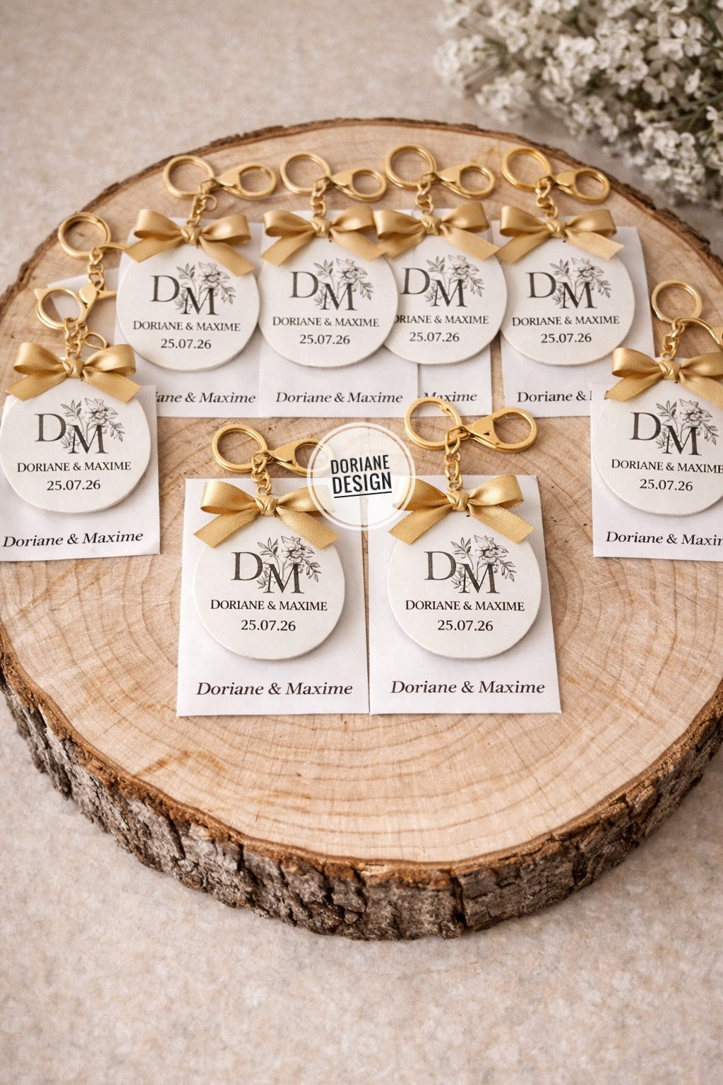 Porte-clé mariage personnalisé | Cadeau invités mariage  Porte clé avec prénoms et date | Cadeau témoin invité | Souvenir mariage chic Cadeau invité bapteme , anniversaire.. porte clé initial