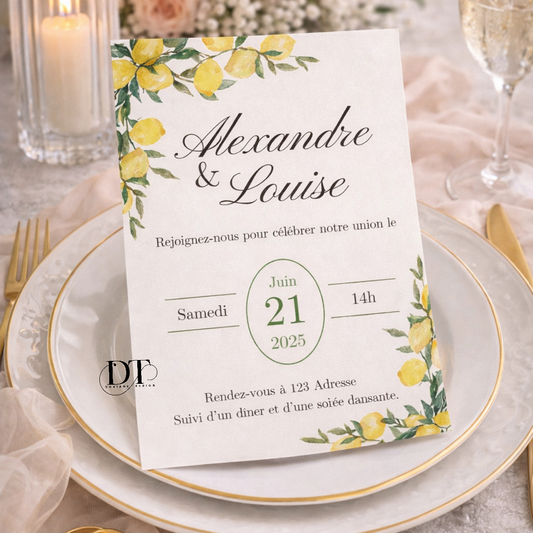 Faire part mariage dolce vita ,  citrons