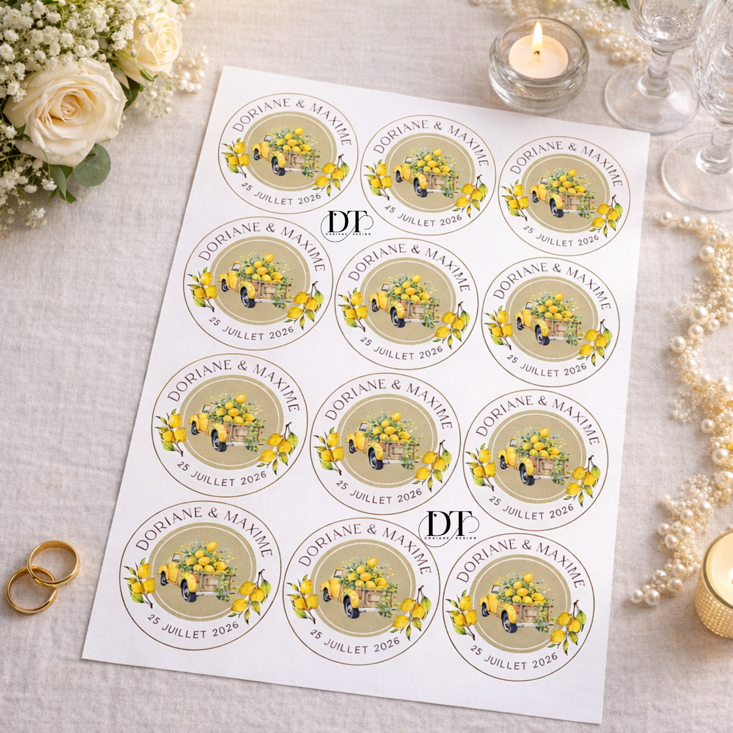 Étiquettes personnalisables mariage – stickers personnalisés waterproof autocollantes – autocollants pour gobelets, flûtes, invitations, baptême, anniversaire