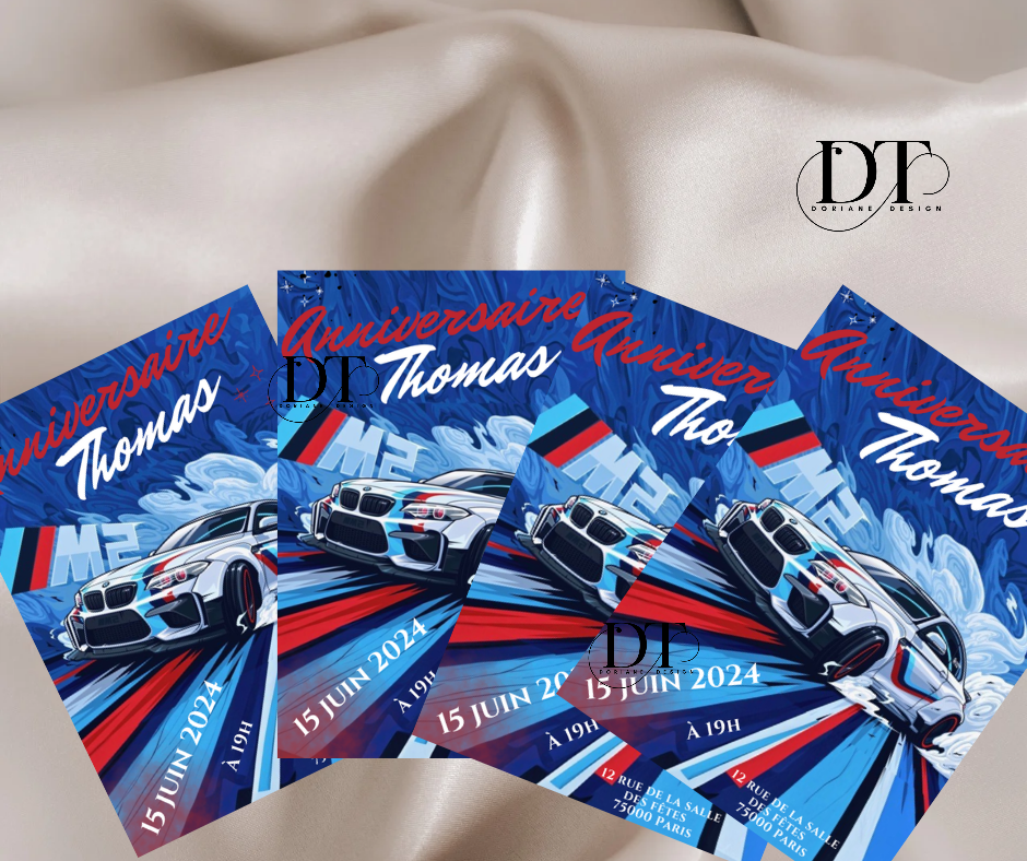 Invitation anniversaire voiture BMW