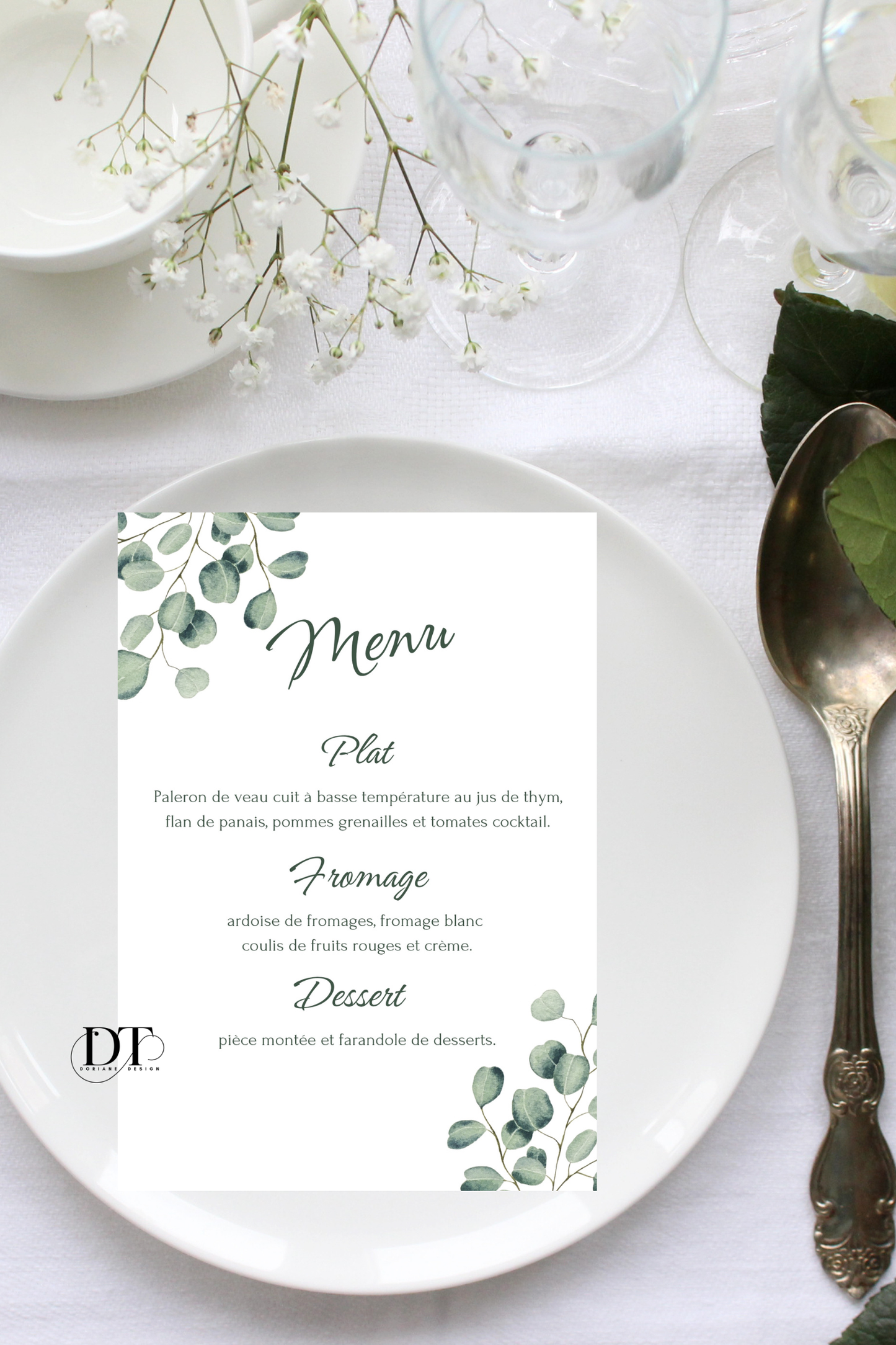 Menu mariage Champêtre Eucalyptus & Élégance