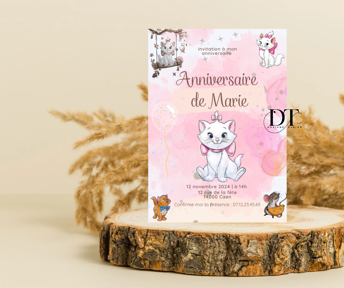 Invitation anniversaire Marie Aristochat