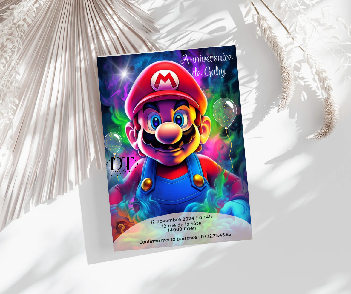 Invitation anniversaire Mario