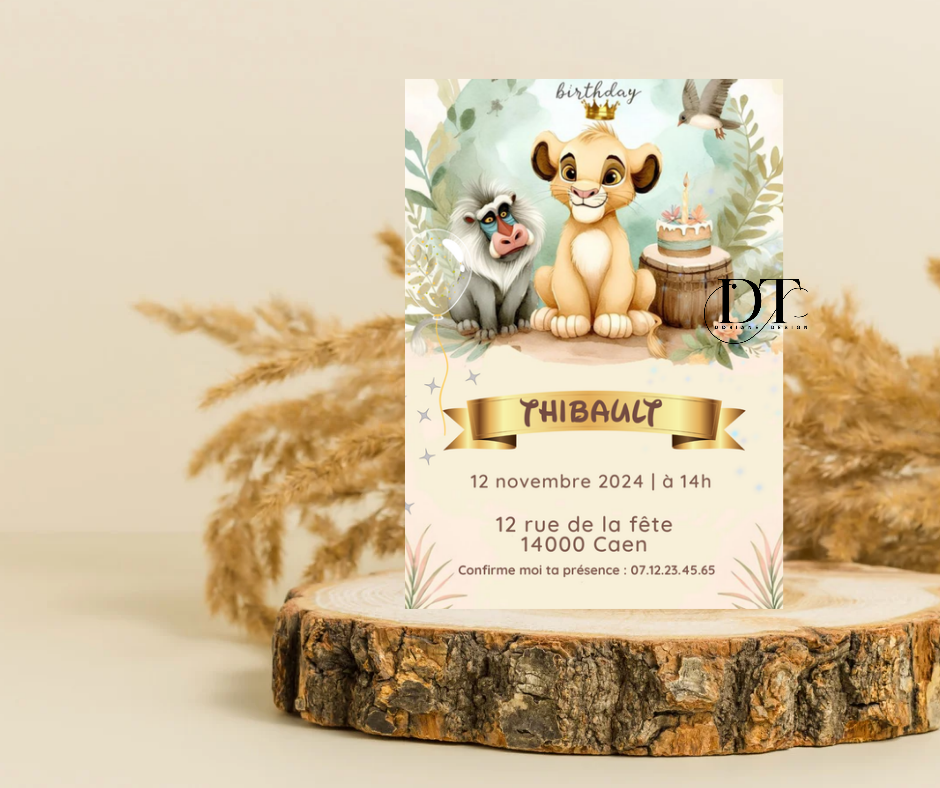 Invitation anniversaire Roi lion Simba