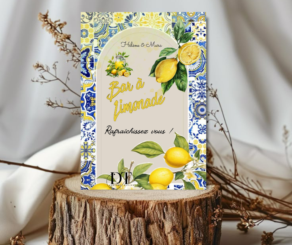 Panneau mariage bar à limonade , affiche bar à limonade ,  décoration mariage dolce vita