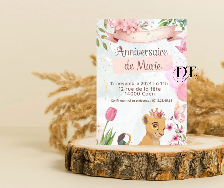 Invitation anniversaire Roi lion Nala