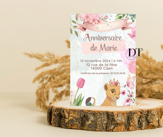 Invitation anniversaire Roi lion Nala