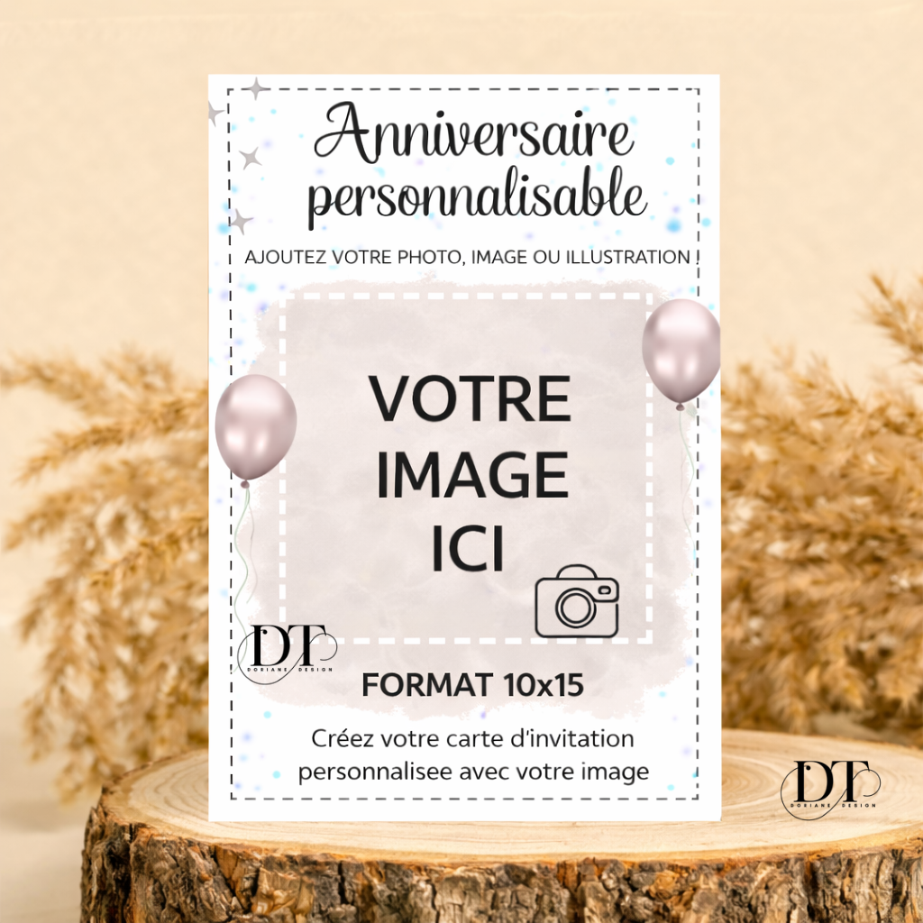Carte anniversaire 100% personnalisable avec votre image