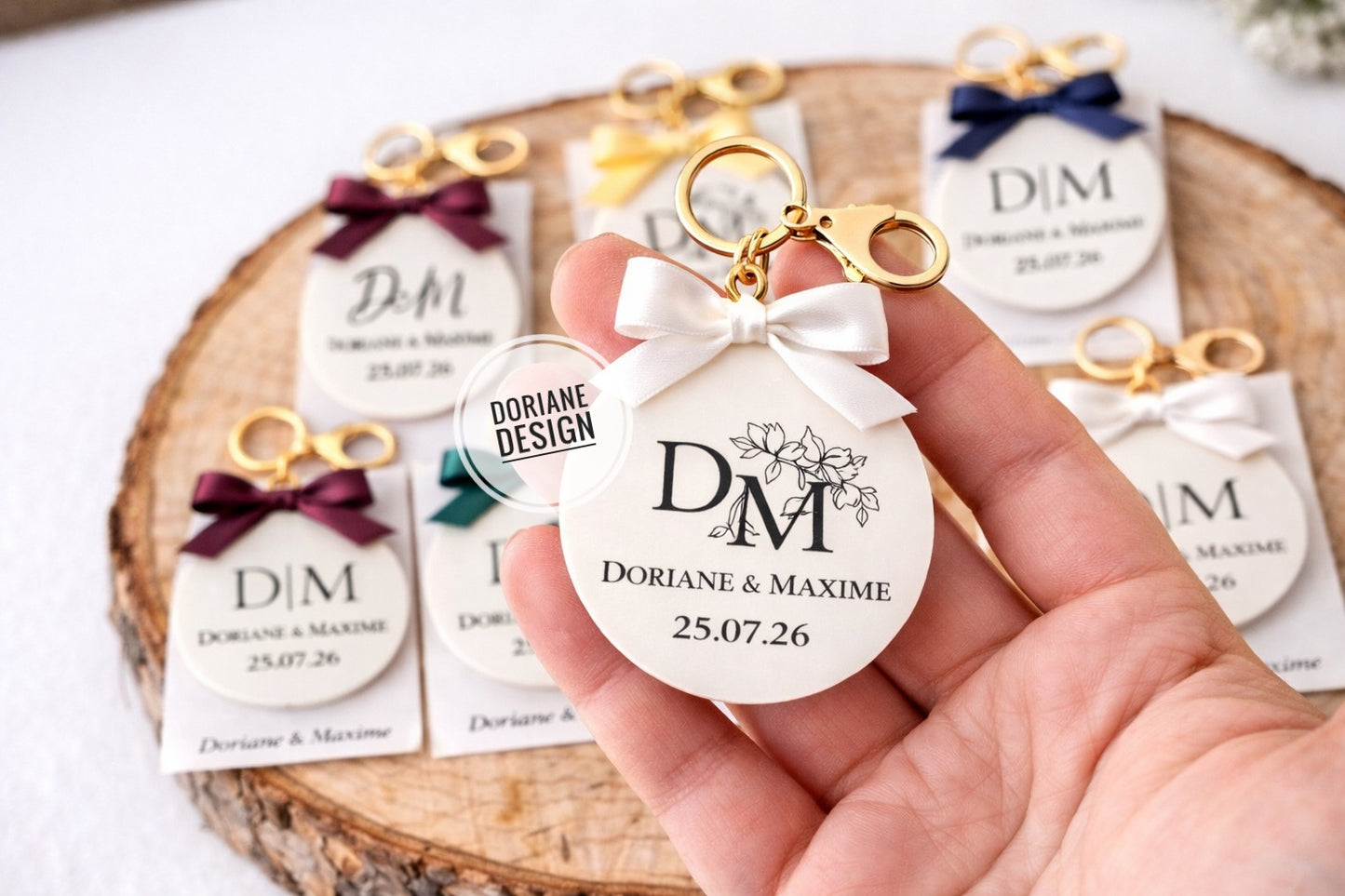 Porte-clé mariage personnalisé | Cadeau invités mariage  Porte clé avec prénoms et date | Cadeau témoin invité | Souvenir mariage chic Cadeau invité bapteme , anniversaire.. porte clé initial