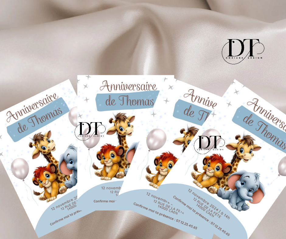 Invitation anniversaire Animaux